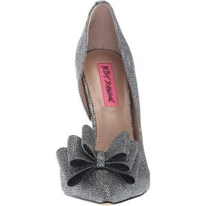 Betsey Johnson Prince Dorsay Bow Toe Pumps - Pewter